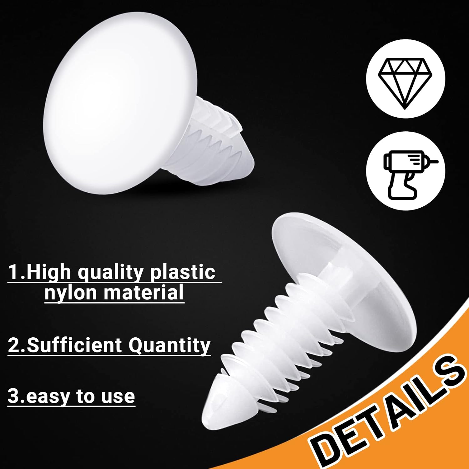 1Vapor Barrier Christmas Tree Fasteners Plastic Nylon Rivet Clips White Furniture Assembly Shelves Retainer for Crawlspace Barrier Poly Liners, Covers and Encapsulations (200 Pcs) - Image 3
